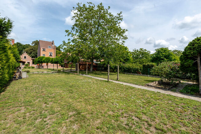 Deze karaktervolle burgerwoning in Vlaamse neotraditionele stijl, met haar statige trapgevel en authentieke elementen, ligt op een royaal perceel van 860 m² in het landelijke Beigem (Grimbergen).

Op het gelijkvloers bevindt zich de inkomhal die toegang 