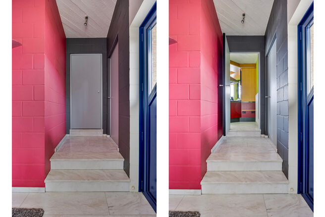 Cette spacieuse maison familiale avec trois chambres, un garage pratique et spacieux ainsi qu’un magnifique jardin paysager est idéalement située dans un environnement calme et rural.

Disposition de la maison :
En entrant, vous accédez au hall d’e
