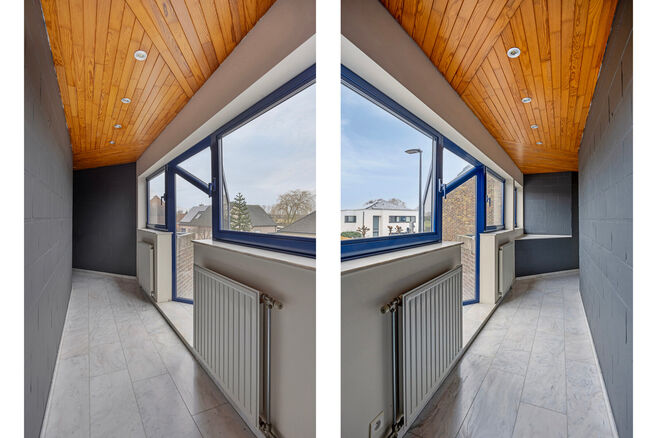 Cette spacieuse maison familiale avec trois chambres, un garage pratique et spacieux ainsi qu’un magnifique jardin paysager est idéalement située dans un environnement calme et rural.

Disposition de la maison :
En entrant, vous accédez au hall d’e