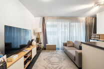 Dit recent gebouwde appartement met 1 slaapkamer geniet een uitstekende locatie, recht tegenover de trendy Kanaalwijk en in de buurt van Tour & Taxis en het Rogierplein.

Gelegen op de 3de verdieping, biedt het appartement een zuidoostelijk geori&euml;nteerd 