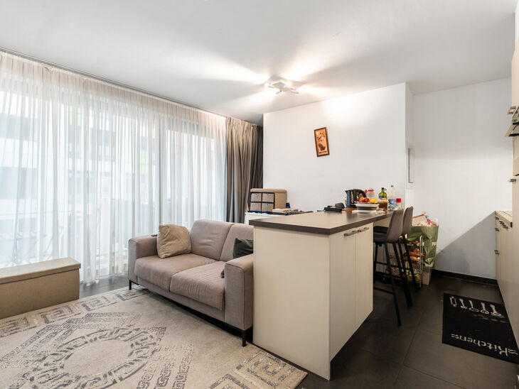This recently built one-bedroom apartment enjoys an excellent location, directly opposite the trendy Canal district and close to Tour & Taxis and Rogier Square.

Located on the 3rd floor, the apartment features a southeast-facing terrace, ideal for enjoyi